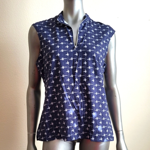 317. NWT Nvo Sport Golf Tennis Navy Lassie Mock Sleeveless Size Large - Picture 1 of 3
